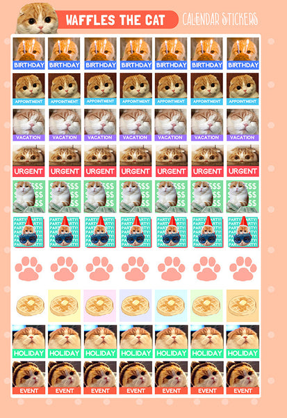 Waffles the Cat Sticker Set