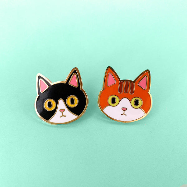 Black Tuxedo Cat Enamel Pin Marmalade Cat Orange Kitty Pin Badge