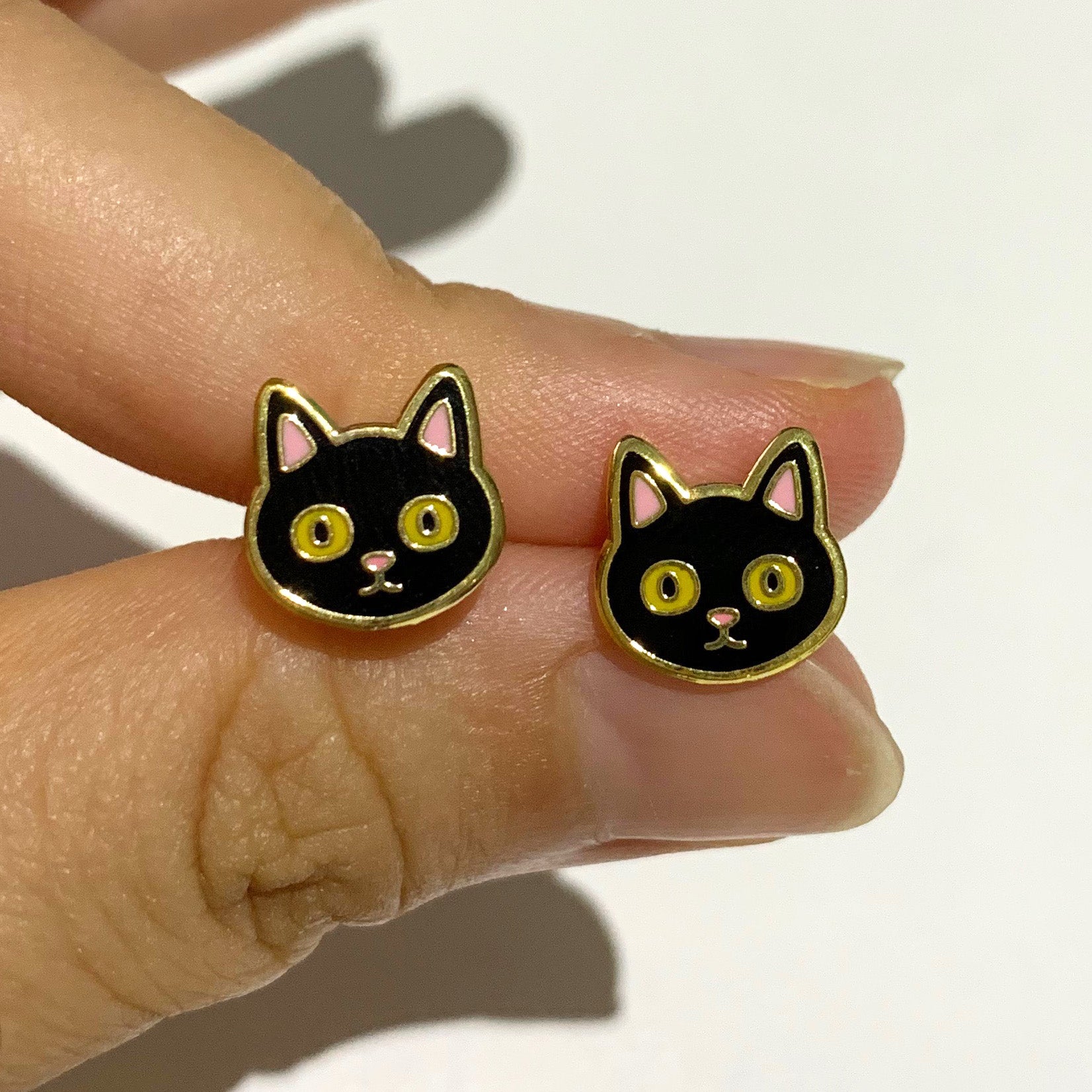 Black Cat Earrings (Brass + Gold ) Hypoallergenic