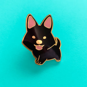 Black Dog Enamel Pin | Black Wolf Gold Lapel Pin
