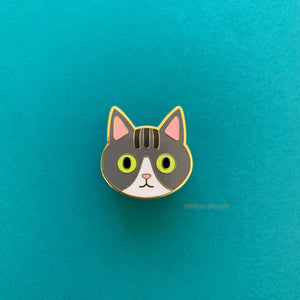 Grey Tabby Cat Enamel Pin
