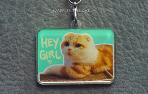 Cute Cat Acrylic Charm | Gift for Girlfriends | Hey Girl You're Beautiful | Phone Charm 